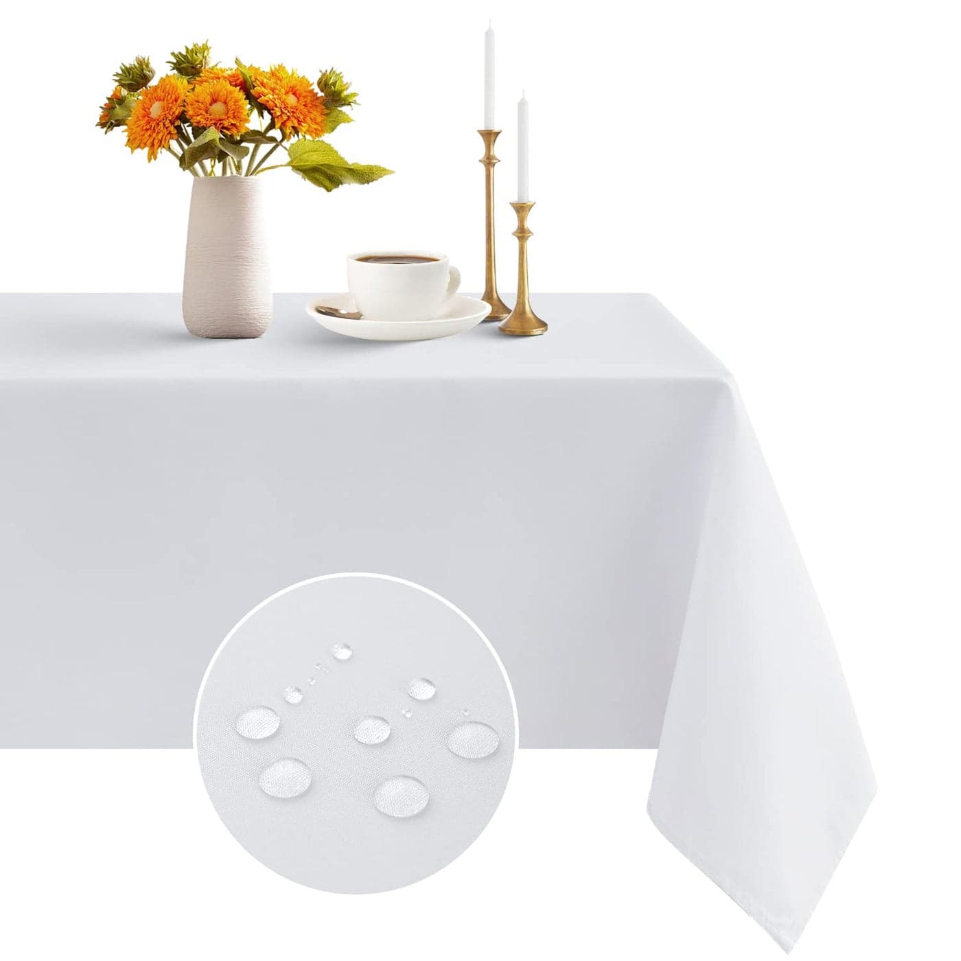 Romanstile Spring Rectangle Tablecloth Waterproof and Wrinkle Resistant Washable Polyester Table Cloth for Kitchen DiningPartyWedding Indoor and Outdoor Use 60 x 120 inch White