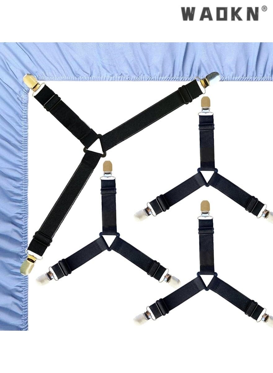 High Quality Multi-Function Stainless Steel Sheet Clips Fitted Sheet Ties Suitable for Bedding Sheet Clips and Mattress Ties Elastic Sheet Holder Suspender Fastener