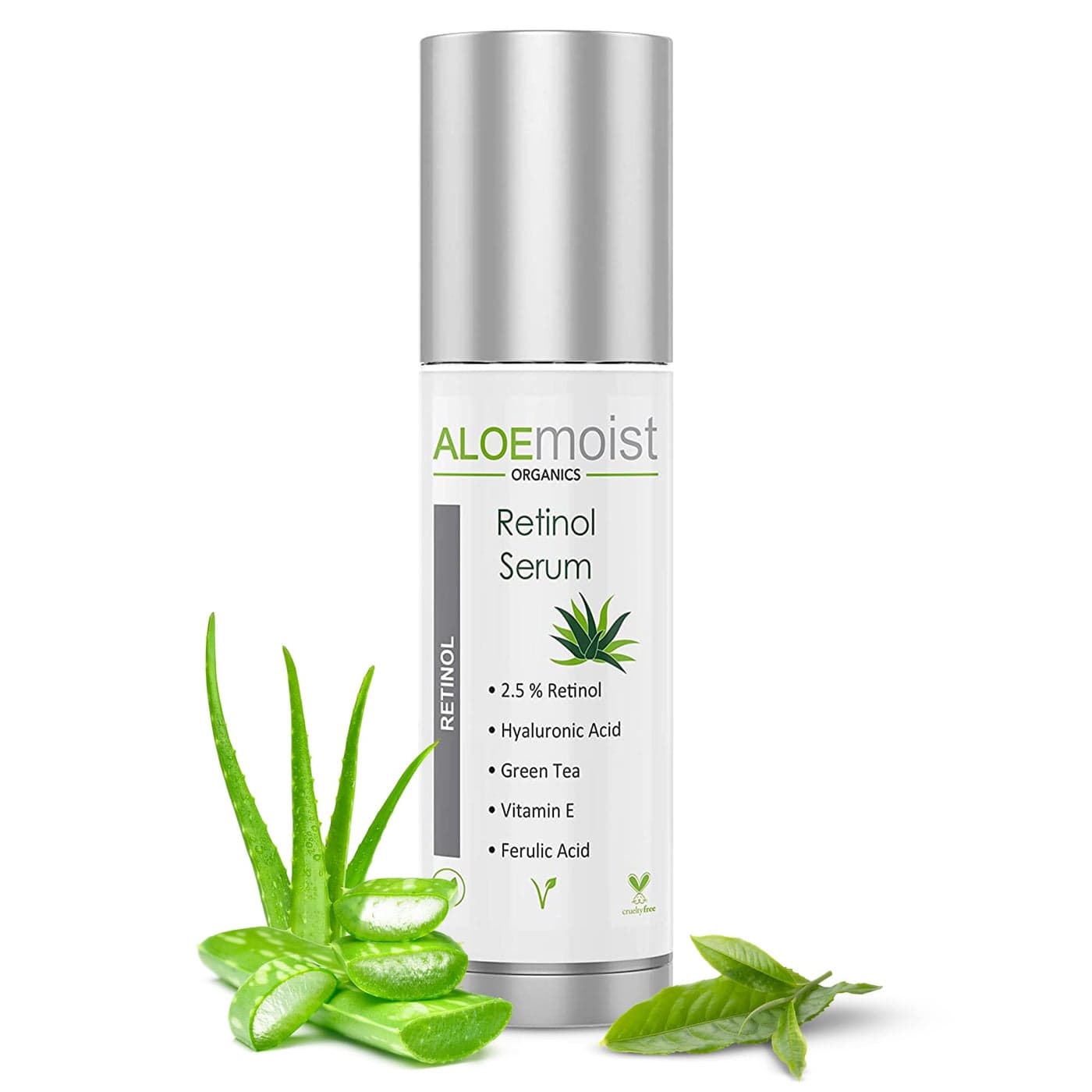 Aloemoist 25 Retinol Serum for Face Hyaluronic Acid Aloe Vera Vitamin E Oil Jojoba Oil Vitamin C Serum Face Toner Pore Minimizer Acne Treatment Reduces Wrinkles Fine Lines Age Spots 5oz