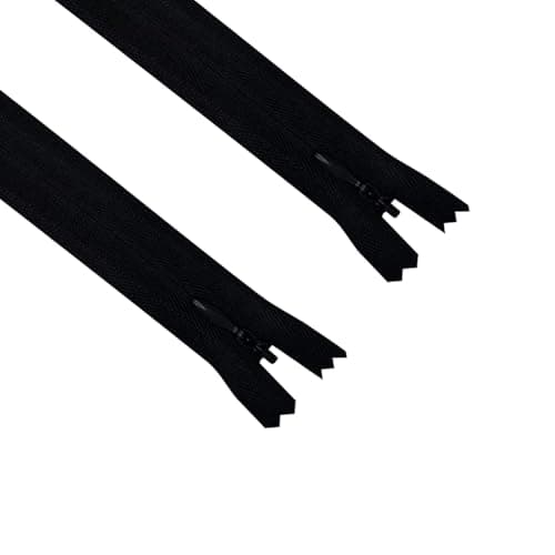 ANPURZII 2PCS 3 24 Inch Black Invisible Zippers for Sewing Skirts Nylon Coil Bulk Zippers for Pocket PillowBlack 24 2PCS