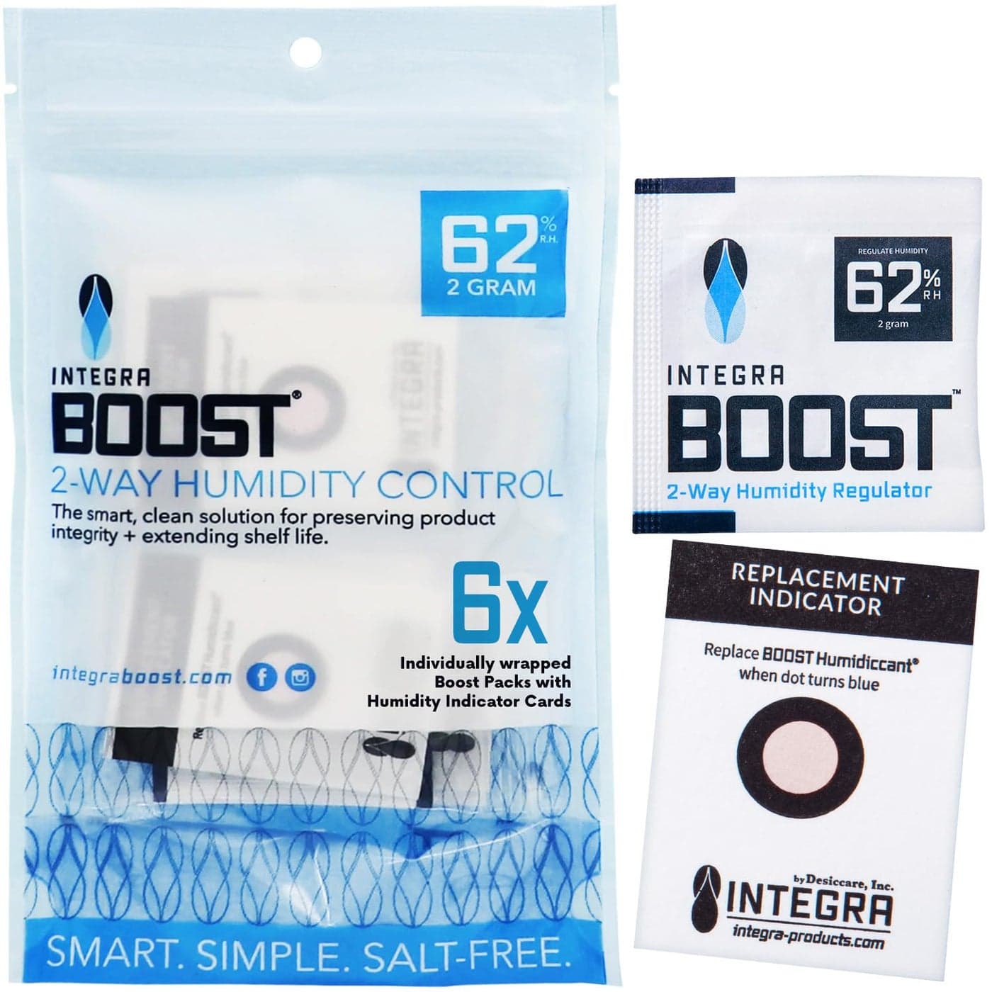 Integra Boost 2Way Humidity Control Pack Patented Technology for Humidity Control Preserve Flavor Maintain 62 RH Moisture Absorber for Herbs Spices More 2 Gram Pack of 6