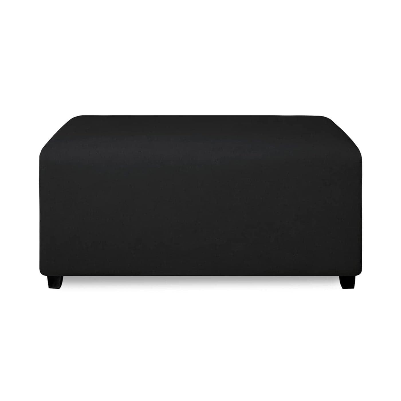 PureFit Super Stretch Soft Form Fit Ottoman Cover Rectangle Ottoman Slipcovers for Foot Stool Folding Storage Furniture for Living Room with Nonslip Elastic Bottom Small Black