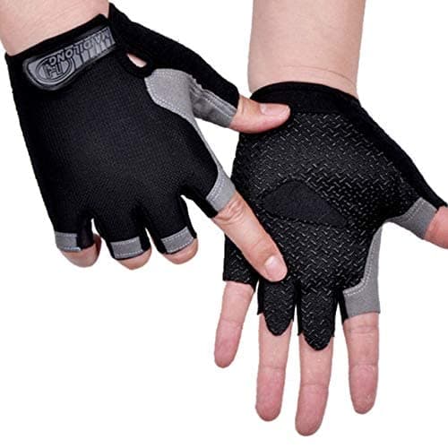 Leopsportz Breathable Cycling Gloves for Men and Women - Half Finger Cycling Gloves | Perfect Bike Riding Gloves | Sports Gym Gloves (L, Grey)