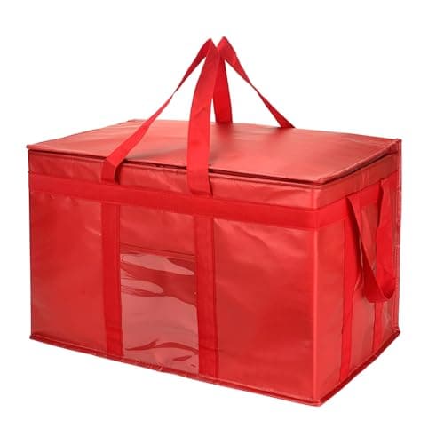 Yalin XXXL Large Insulated Cooler Bag, Styrofoam Cooler of Keep Food Hot or Cold, Reusable Double Zipper Food Delivery Bag for Grocery Shopping, 23" W x 15" H x 14" D (Red, 3XL (Pro))