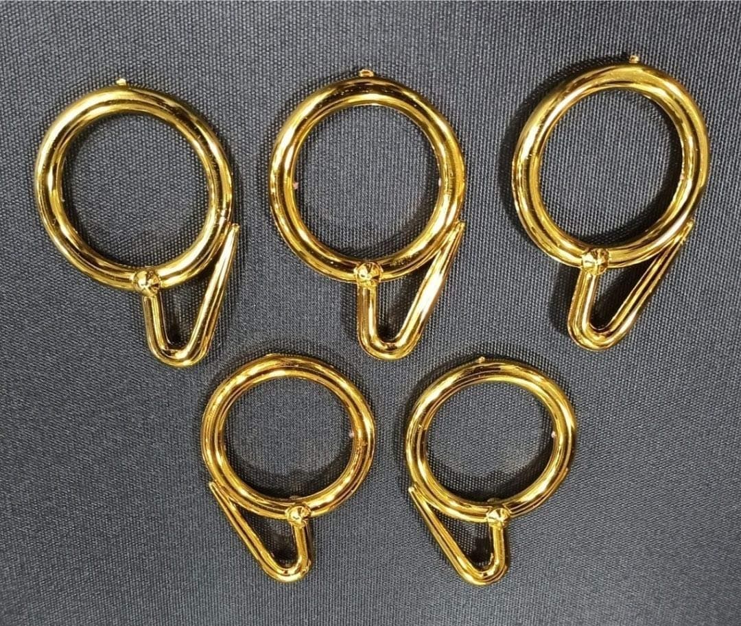 FAPBADRI Plastic Curtain Rings for Windows Curtains, Door Curtains, Bathroom Curtains and Other Multipurpose Usage - Colour: Golden Glossy - 50 Pieces