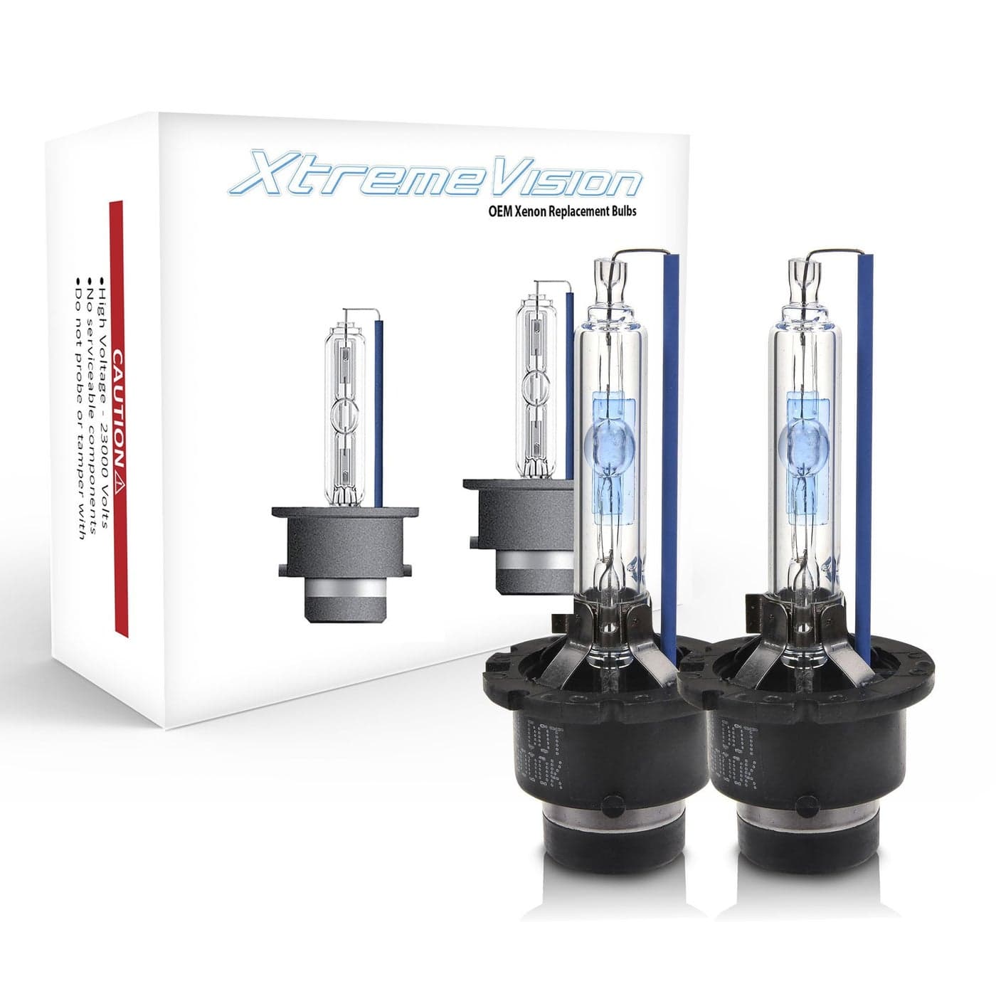 XtremeVision AC HID Xenon Replacement Bulbs D4S D4R D4C 8000K Medium Blue 1 Pair Metal Bracket