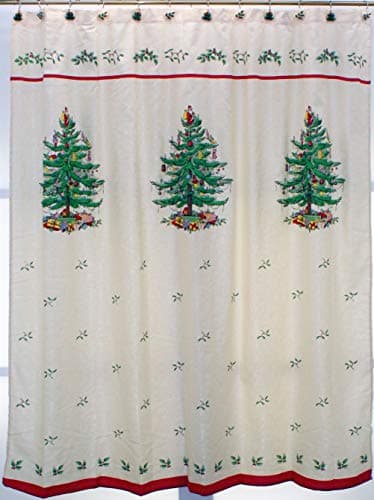 Spode - Fabric Shower Curtain, Holiday Bathroom Decor Christmas Tree Collection, 72"