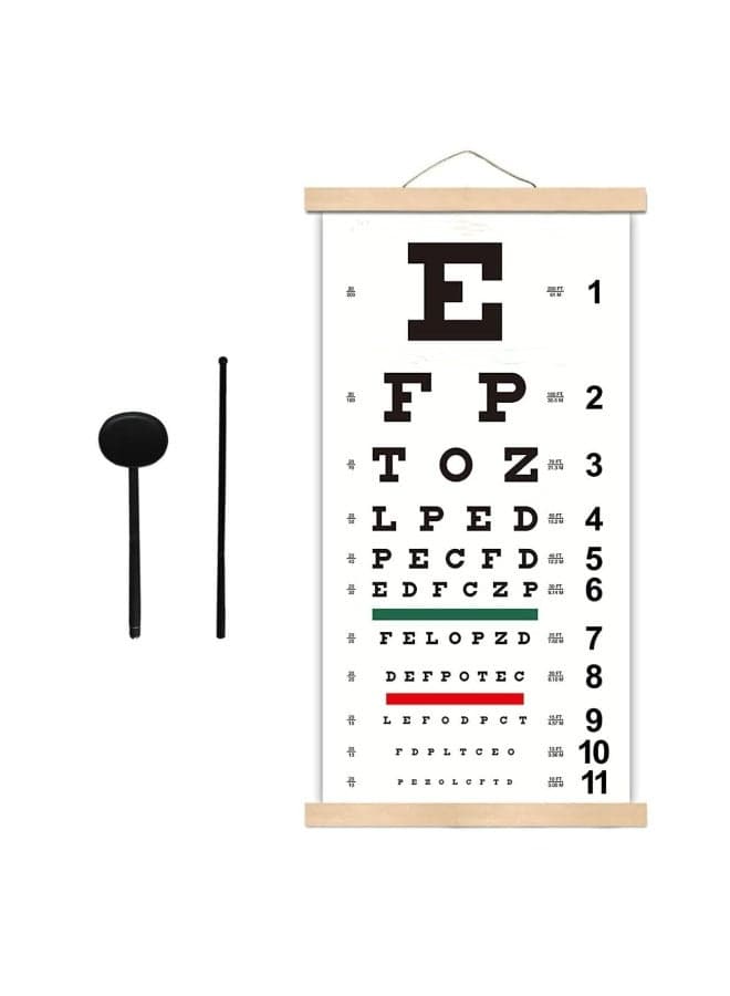 Eye Chart with Fixing Sticker with Wooden Frame 56x26cm Eye Charts for ExamsIdeal for Doctor's OfficeSchool, Home