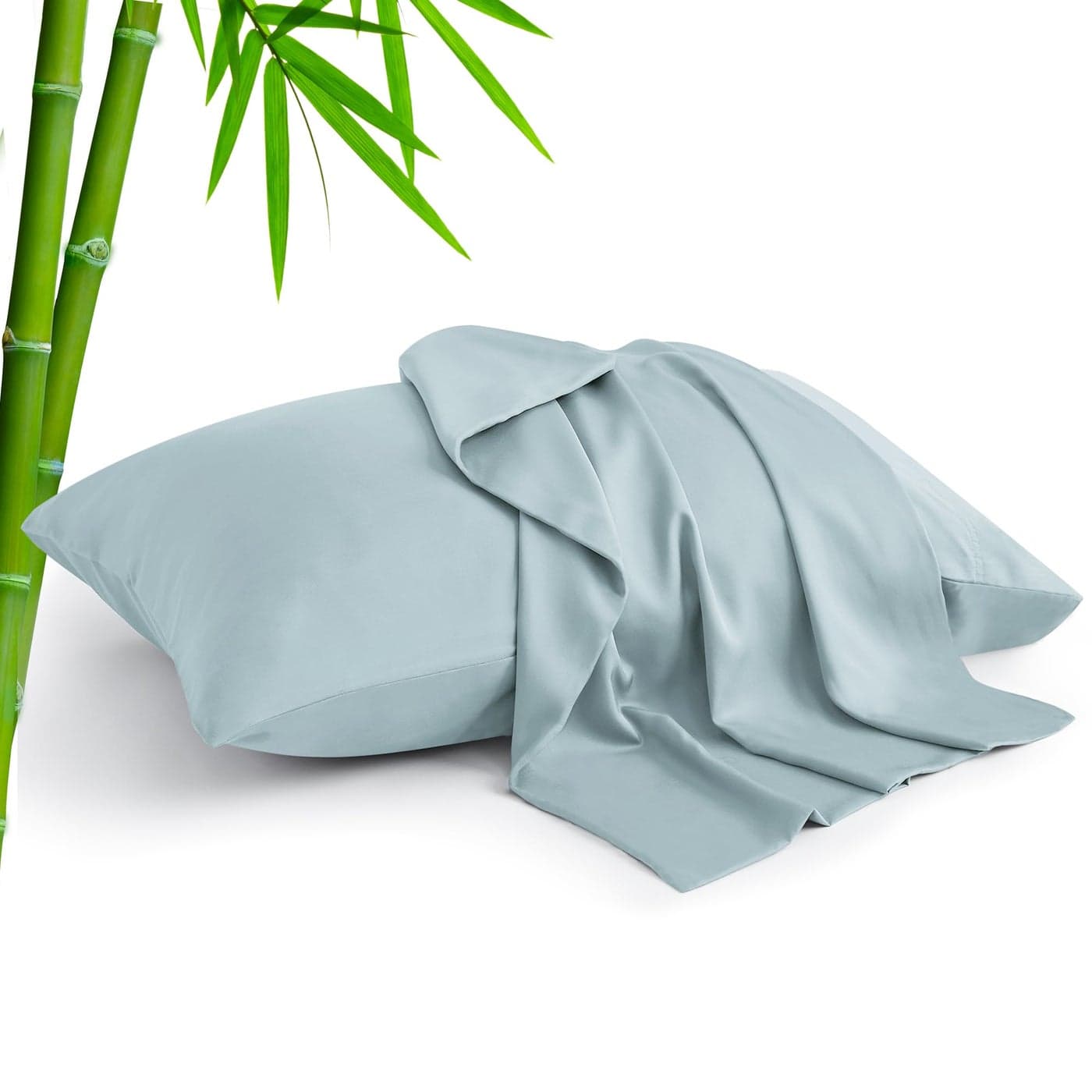 BEDELITE Pillow Cases Standard Size Set of 2 Rayon Derived from Bamboo Cooling Pillow Cases for Hot Sleepers Night Sweats Breathable and Silky Soft Envelope PillowcasesHaze Blue 20x26
