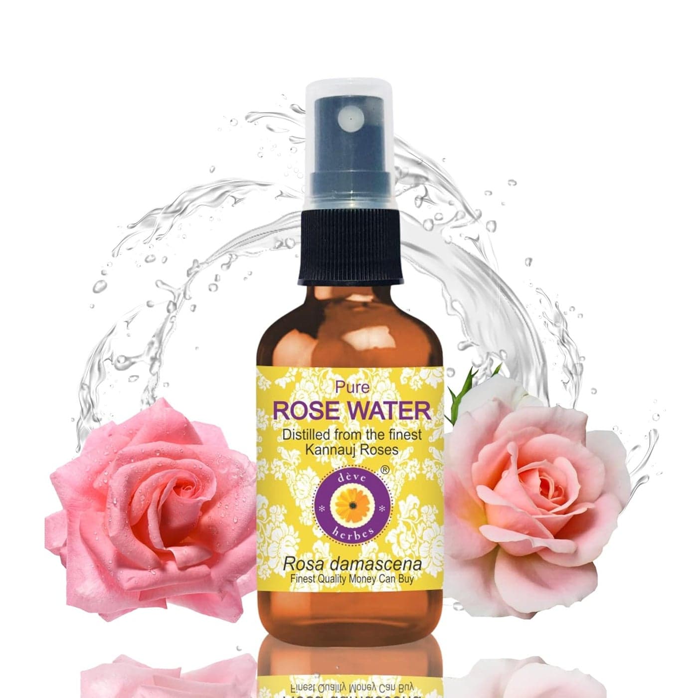 Deve Herbes Pure Rose Floral Water Hydrosol Rosa damascena Natural Therapeutic Grade 100ml 338 oz
