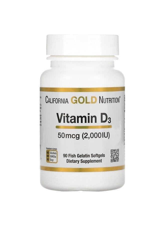 Vitamin D3, 50 mcg (2,000 IU), 90 Fish Gelatin Softgels