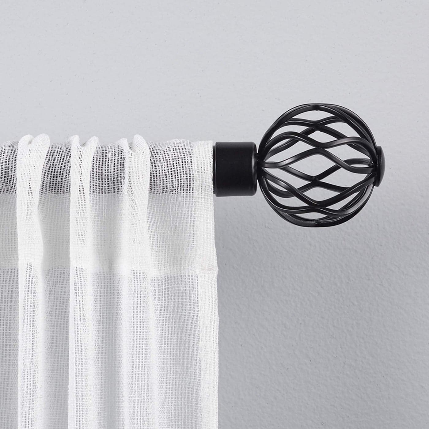 Exclusive Home Curtains Ogee 1 Curtain Rod and Coordinating Finial Set Matte Black Adjustable 3672
