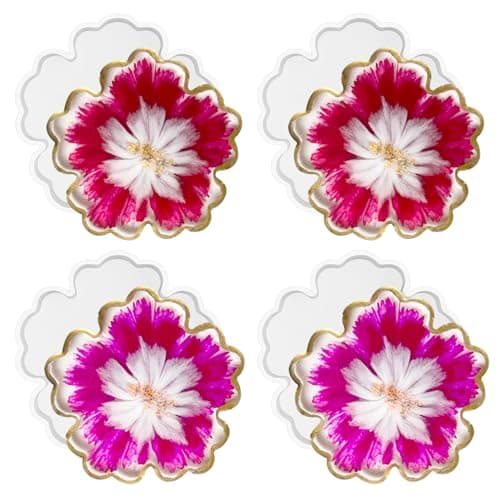 4 Pack 334 inches Flower Coaster Molds Coaster for Epoxy Resin Agate Coaster Cup Mat Molds for Resin Casting Silicone Molds for Making DIY Craft
