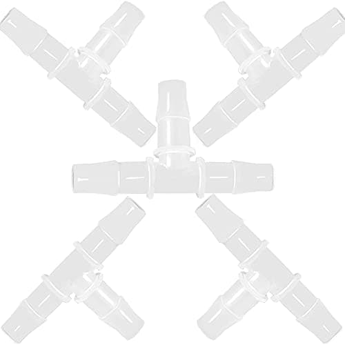 ANPTGHT 3/8" Tee Fitting Equal Barb 3 Way Hose Barb Adapter for Fuel Gas Liquid Air (Pack of 5)