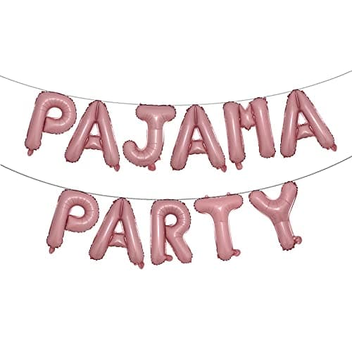 RUIANSI Pajama Party Pink 16 Inch Letter Balloons Banner for Girls Sleepover Indoor Party Decoration