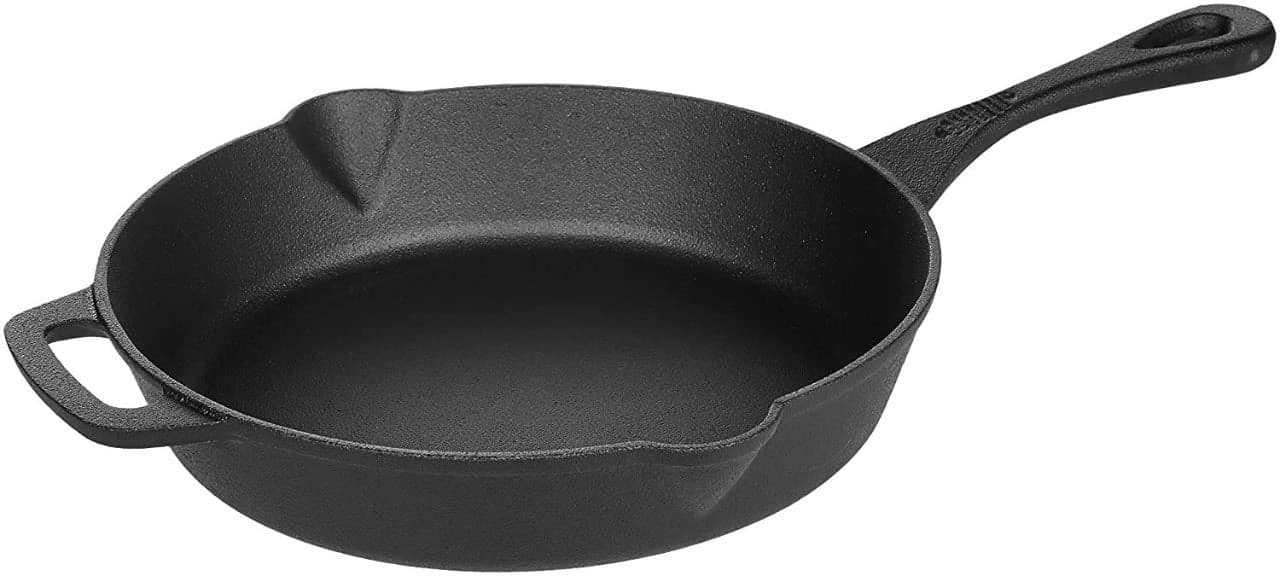 Marc Fully Seasoned Cast Iron Skillet, Fry Pan Perfect for Cooking on Gas, Induction and Electric Cooktops 10.25 inches 26 CM (Black)