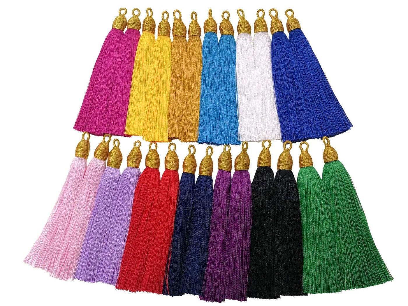 Pamir Tong 35in Bookmark Tassel Assortment 26pcs Soft Craft Silk Elegant Tassels Handmade Decorative Wrapped Tassels for BraceletKeychainSewing DIY Jewelry Making