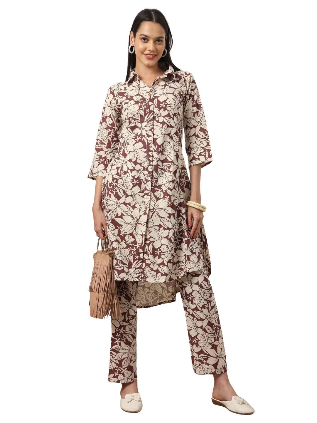 G4Girl Pure Cotton A-Line Co-ord For Women's | Floral Print Co-ord set | Cotton Cord Set | A-Line Cord Set | Up & Down Cord Set | Cord Set (PNIK)