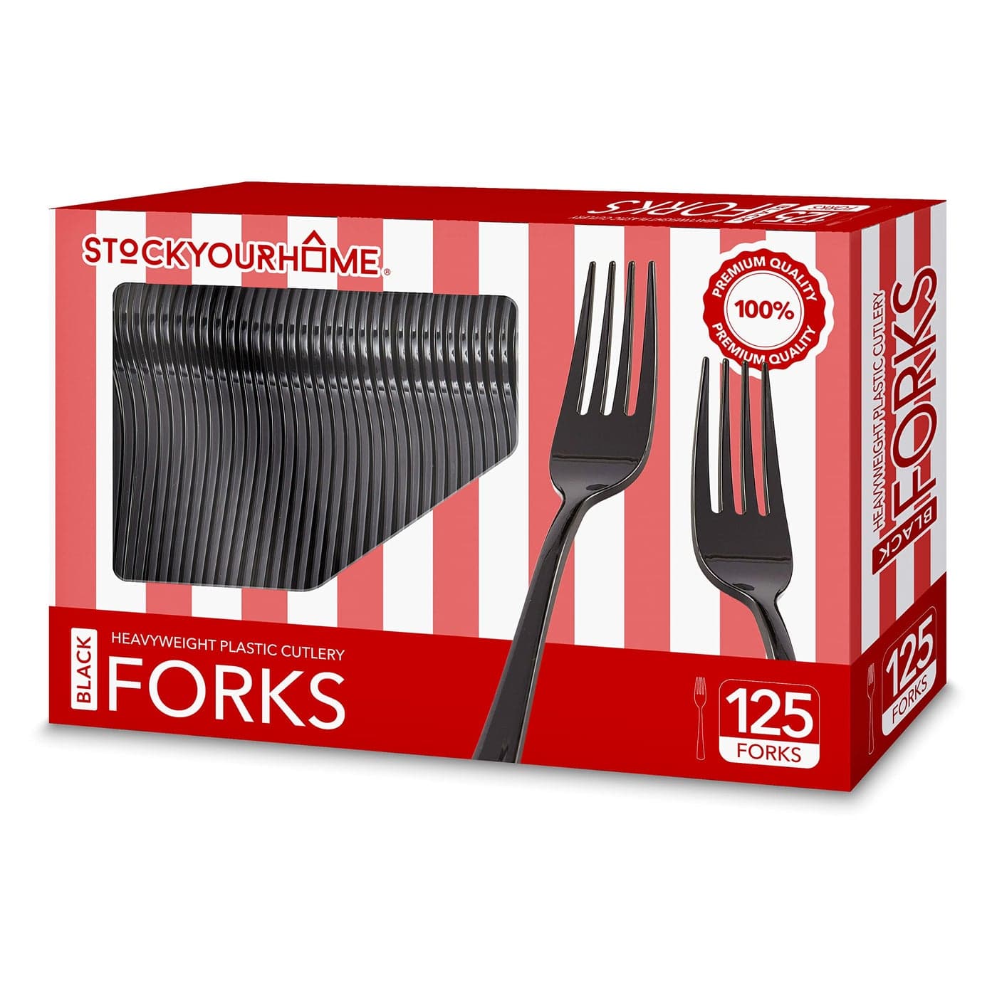 125Count Plastic Forks Disposable Silverware for Dinner Heavy Duty Utensils Heavyweight Party Flatware Bulk Cutlery in Black Stock Your Home