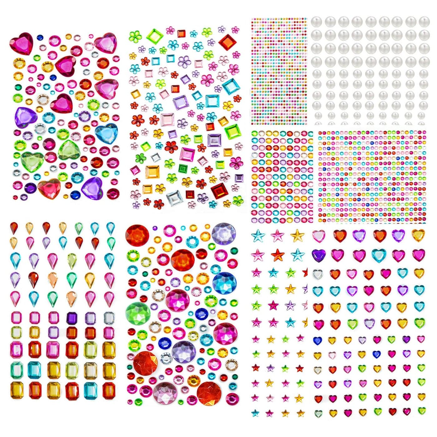 2774PCS Gem Stickers Self Adhesive Gems for Crafts Acrylic Bling Heart Sticker Jewel Stickers Crafts self Adhesive Assorted Shapes Jewels Rhinestones Sticker Craft Supplies for Kids
