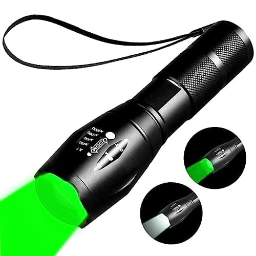 YZYOE Two-in-one Flashlight with White Light and Green Light,Green Flashlight Rechargeable, Outdoors Zoom Green Tactical Flashlight ,2 Modes.
