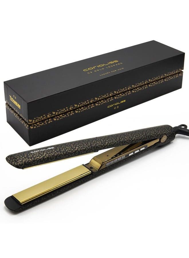 C3 Hair Straightener for Women Professional Titanium Plates Flat Iron (Leopard Gold Soft Touch)