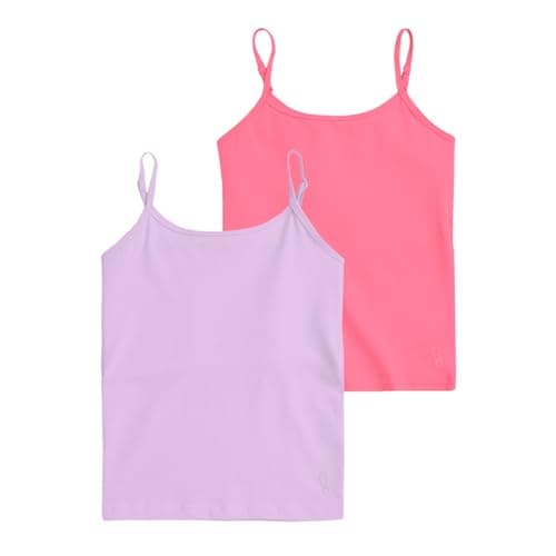 YouGotPlanB Everyday Cotton Padded Camisole for Girls | Built-in Padding, Full Coverage, Adjustable Straps for 8-16 Years | Pack of 2 Pink, Lavender
