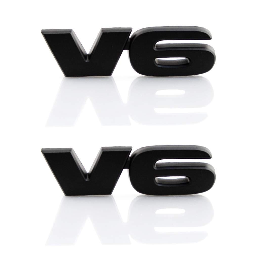 2PC 3D V6 Emblem Metal Badge Decal Car Fender Trunk for 4Runner Tacoma Sequoia Black