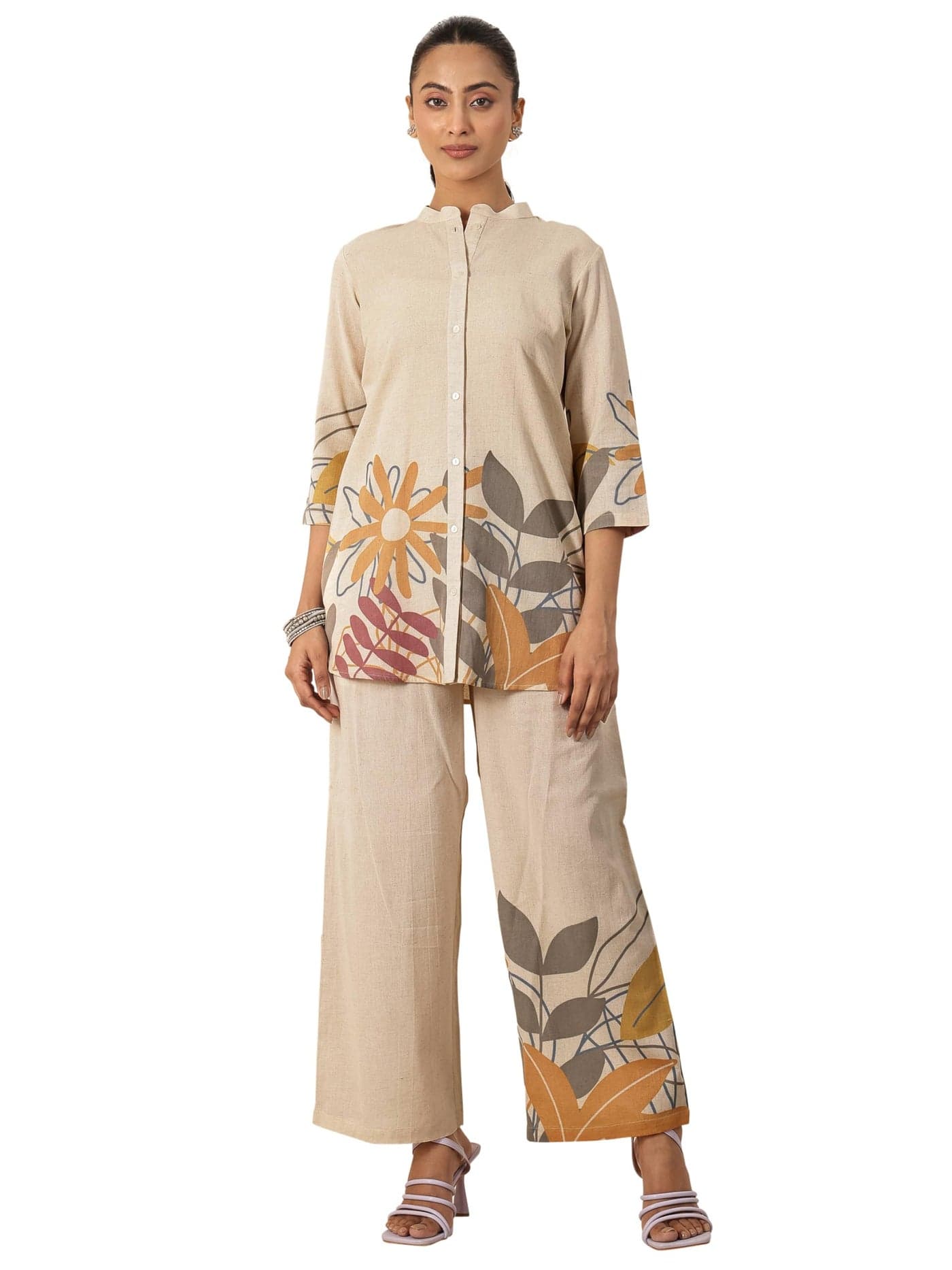 Libas Off white Printed cotton blend Co-ords set for Women (99593HL)