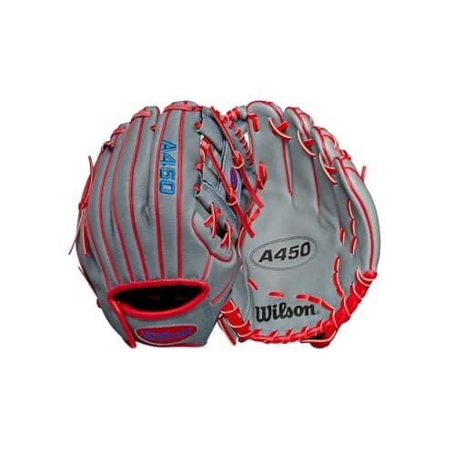 Wilson A450 1075 Youth Infield Baseball Glove Right Hand Throw GreyRedRoyal