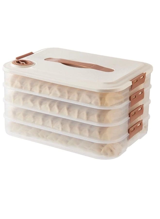 Food Storage Container Organizer with 4 Layers, Stackable and Transparent Dumpling Container Tray for Kitchen and Fridge Storage