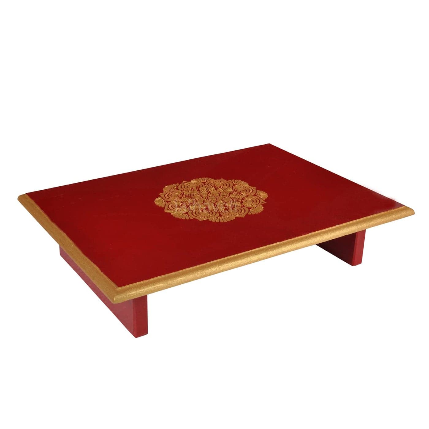 Lalhaveli Diwali Pooja Stool Peetalu for Decoration Temple Room Red Puja Chowki Pata 16 X 12 X 4 Inches