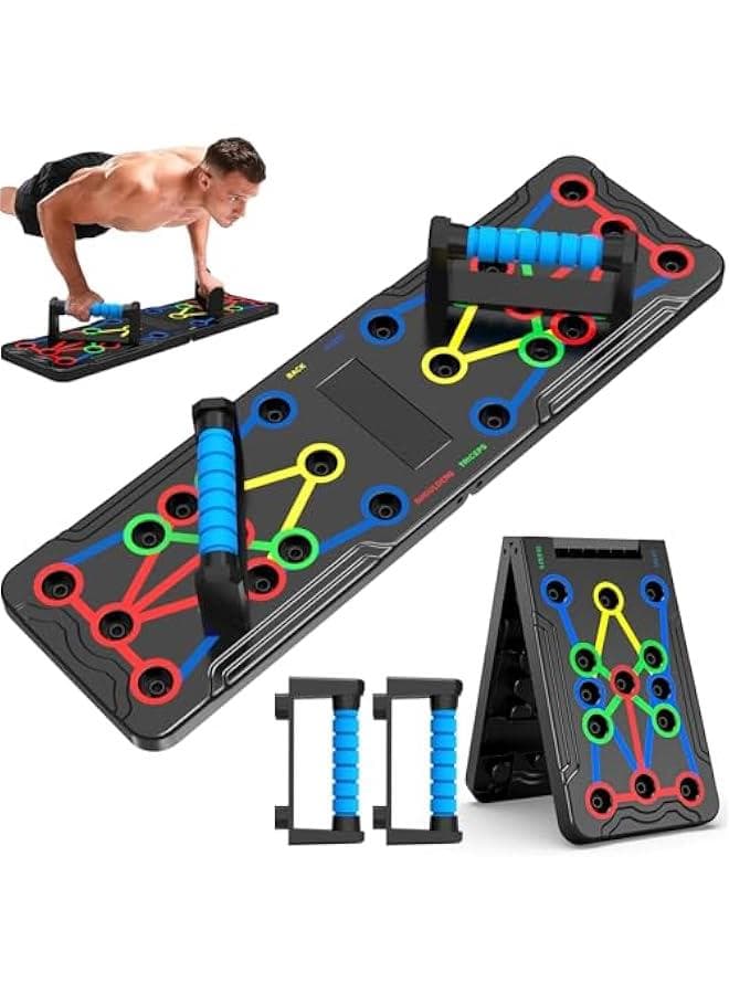 Solid Push Up Board 15 in 1 Home Workout Equipment Multi-Functional Pushup Stands System Fitness Floor Chest Muscle Exercise Professional Equipment Burn Fat Strength Training Arm Men Women Weights