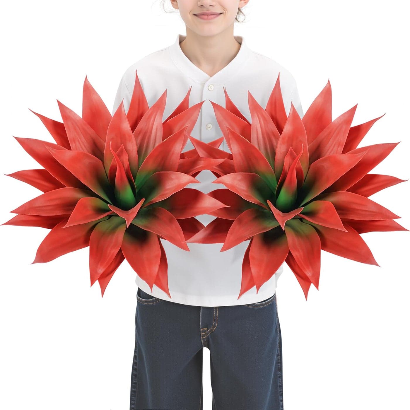 Velener Fall Fake Agave Artificial Plant Red Fake Succulent Plant for Room Decor Unpotted Faux Agave Stems Plant for Fall OutdoorIndoor Decor 28 inches Set of 2