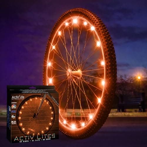 Activ Life LED Bike Wheel Lights with Batteries Included, Get 100% Brighter and Visible from All Angles for Ultimate Safety & Style (1 Tire Pack, Orange)