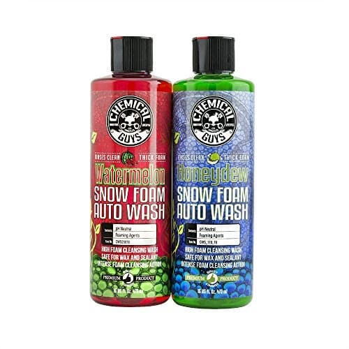 Chemical Guys HOL316 Snow Foam Auto Wash Bundle Cannon and Gun Soap Safe for Ceramic Coating Wax and Sealant Watermelon and Honeydew Scents 16 Fl Oz Pack of 2