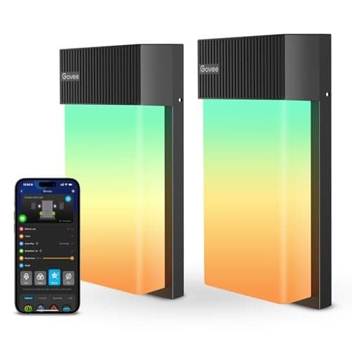 Govee Outdoor Wall Light, 1500LM Smart RGBIC Porch Lights Outdoor with 45 Scene Modes, IP65 Waterproof for Outdoor Decor, DIY, Wall Sconce Works with Alexa, Google Assistant and Matter, 2 Pack