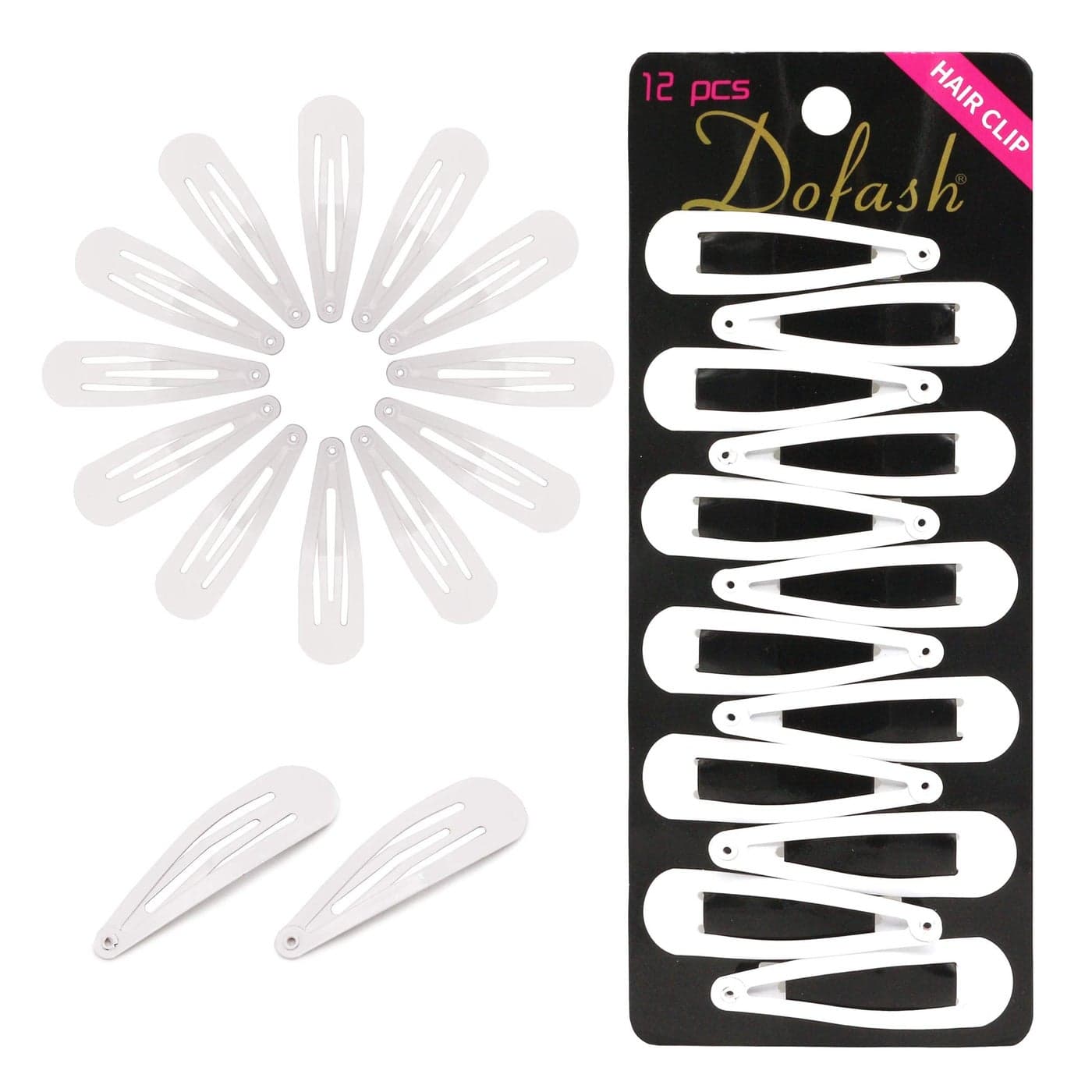 Dofash 2IN5CM Small Snap Hair Clips Metal Hair Barrettes Hair Grips Hair Accessories for Women 12 CountSNOW WHITE