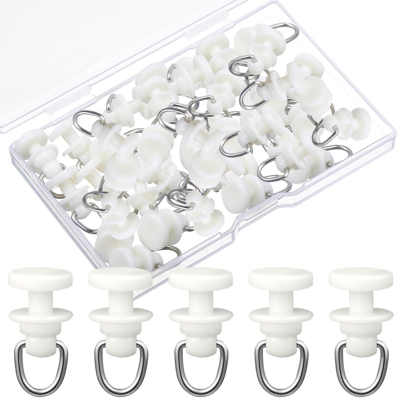 Craftsatin Plastic Curtain Track Hooks Ceiling Sliding Curtain Glider Accessories for Living Bedroom Shower Privacy Rv Garage Divider Track and Hooks50 Pcs