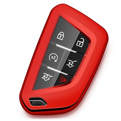 ZSPDACC Compatible with Cadillac Escalade Key Fob Cover for Cadillac CT4 V CT5 V Lyriq Optiq Vistiq 20202026 Car Key Case Red Accessories