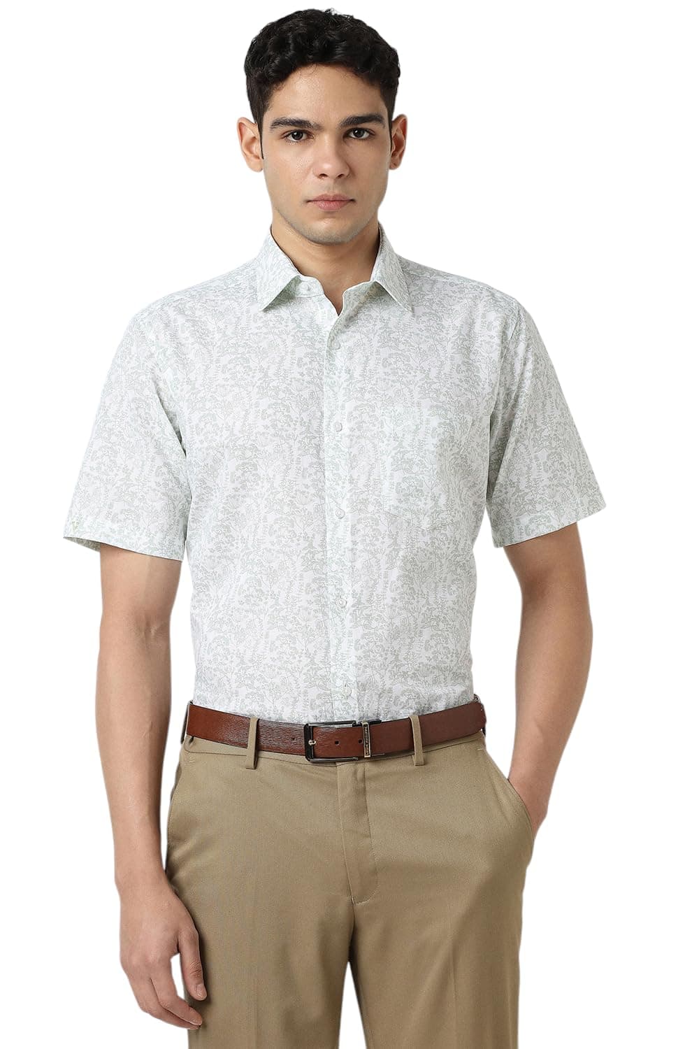 Van Heusen Men's Regular Fit Shirt (VHSHFCUB603043_Light Green