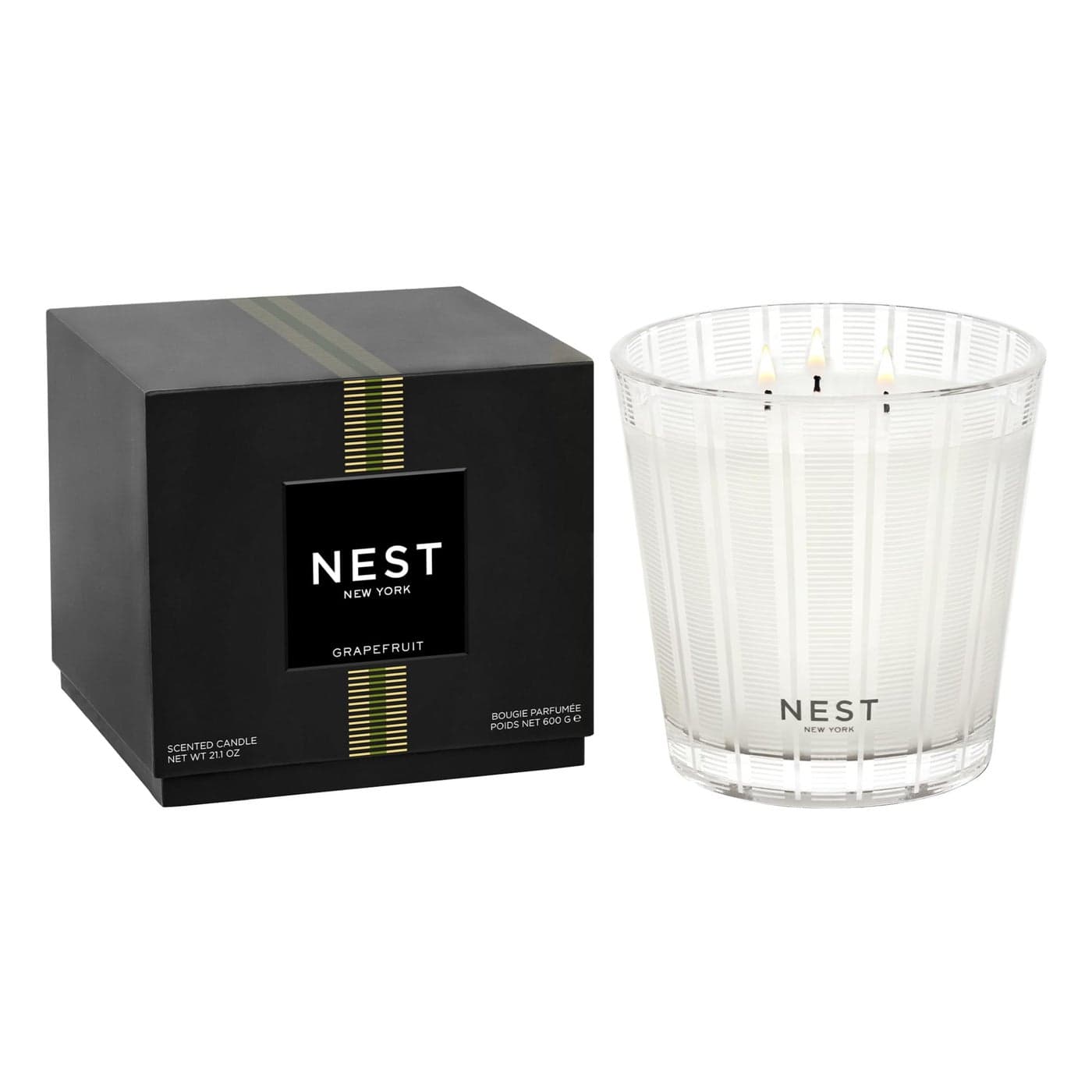 NEST New York Scented 3Wick Candle Grapefruit 212 oz Up to 100Hour Burn Time Reusable Glass Vessel