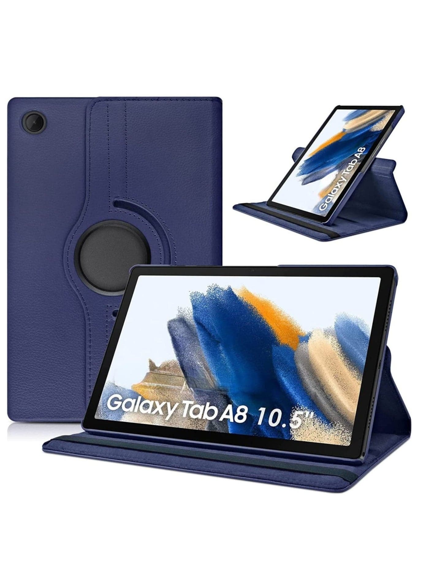 Case Compatible with Galaxy Tab A8 10.5" Case (SM-X200/X205/X207), Galaxy Tab A8 Case 10.5 inch,Auto Sleep/Wake 360° Rotating Stand Folio Leather Case for Tab A8 2022 (Dark blue)