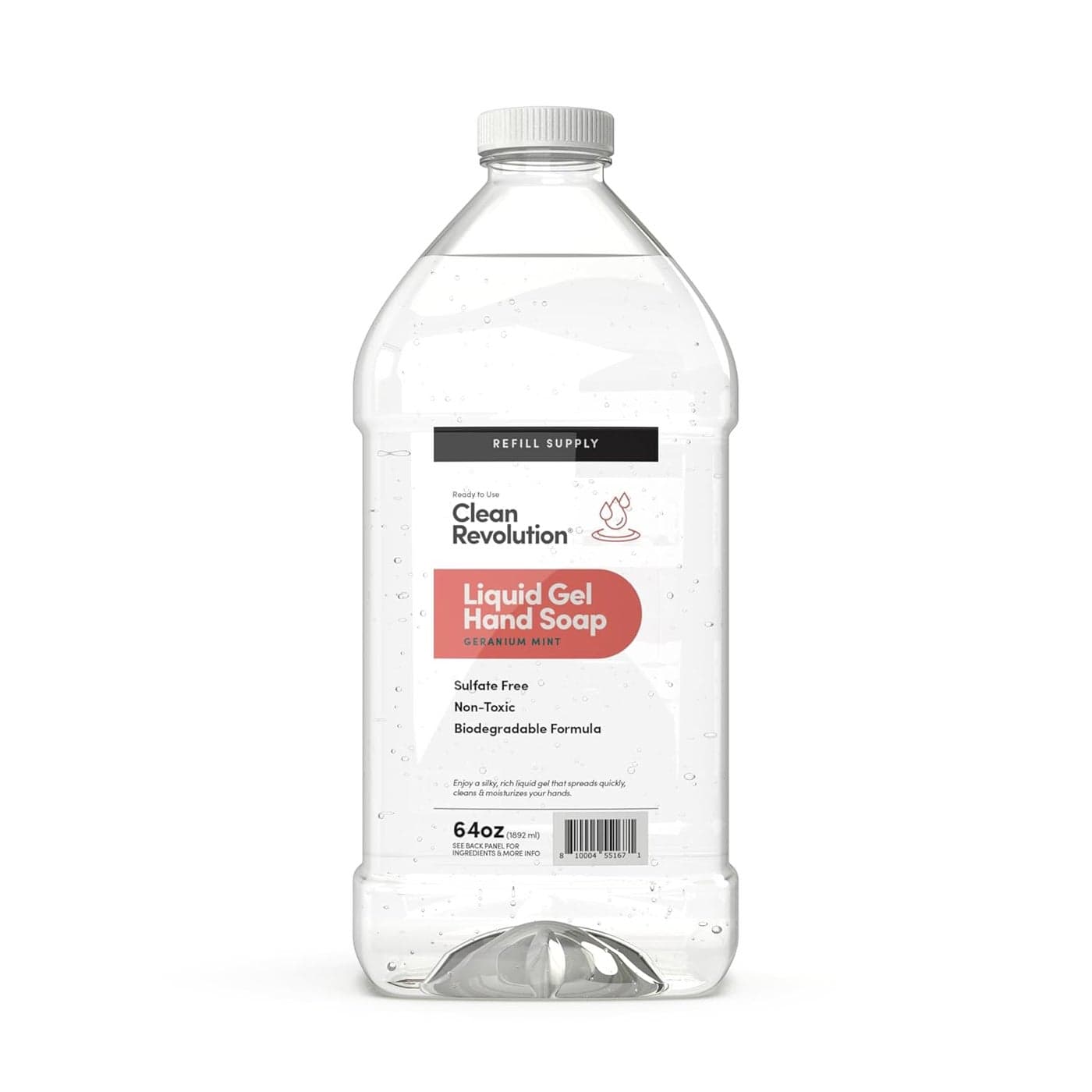 Clean Revolution Liquid Gel Hand Soap Silky Rich Liquid Quick Lather Fast Rinsing Contains Real Essential Oils Geranium Mint 64 Fl Oz