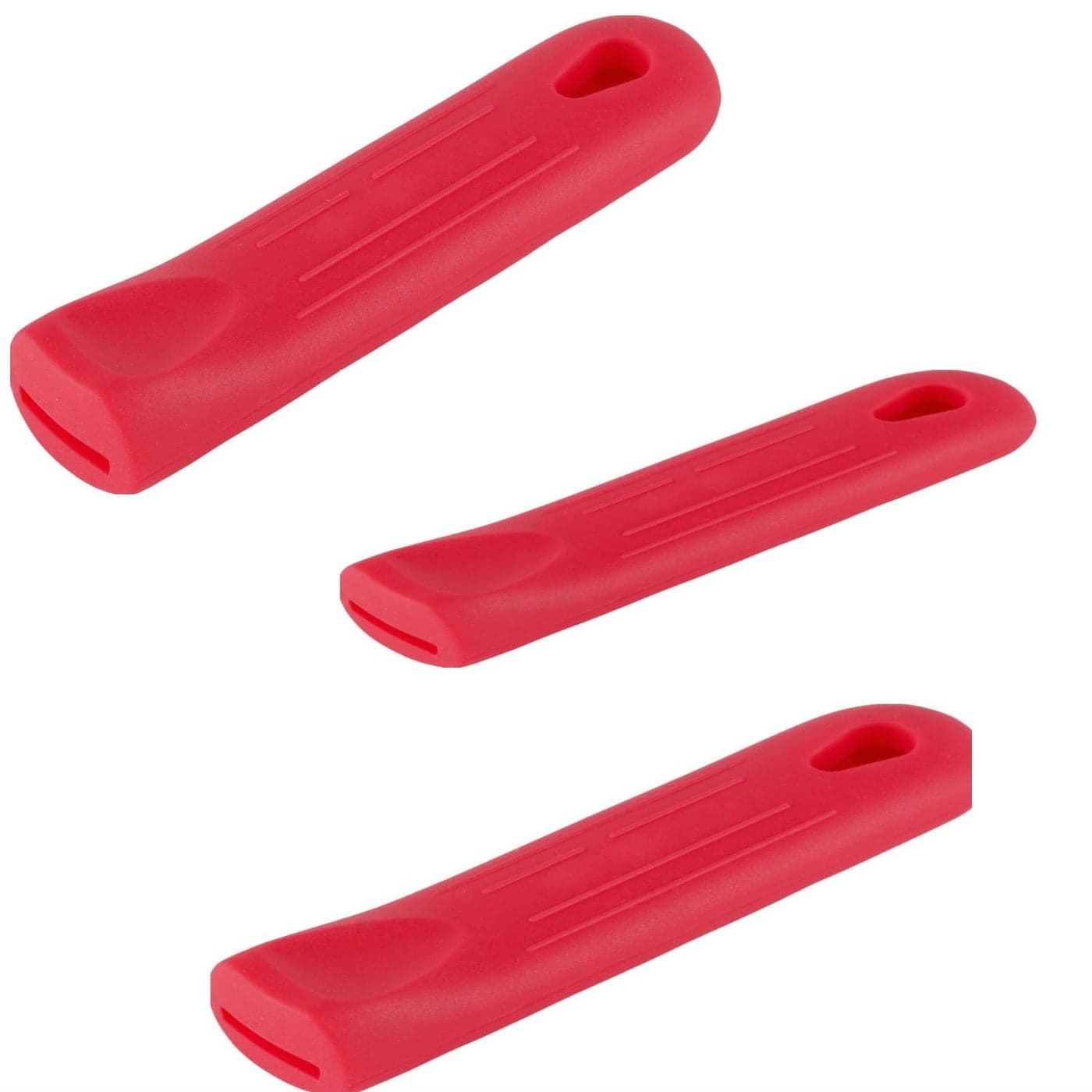 Winco Bundle of 3 Red Silicone Handle Sleeves 3 Sized of Pot and Skillet Handle Holders