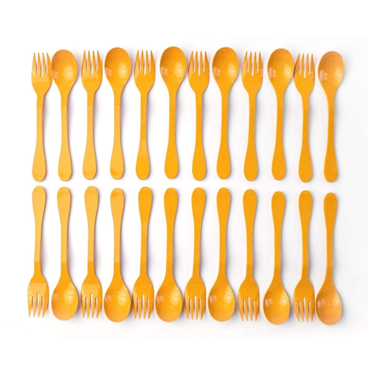 Knork Eco Plant Based 24 Pack Reusable Bamboo Flatware Set Orange