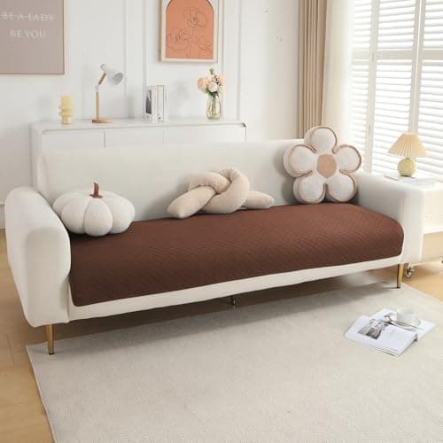 HOKIPO Polyester Quilted Sofa Cover Mats For L Shape And 1/2/3 Seater Sofa. Make Your Own Sofa Cover Set, Mat Length 90(D) X 70(L) Cm, Dark Coffee (IN-717-DCF)