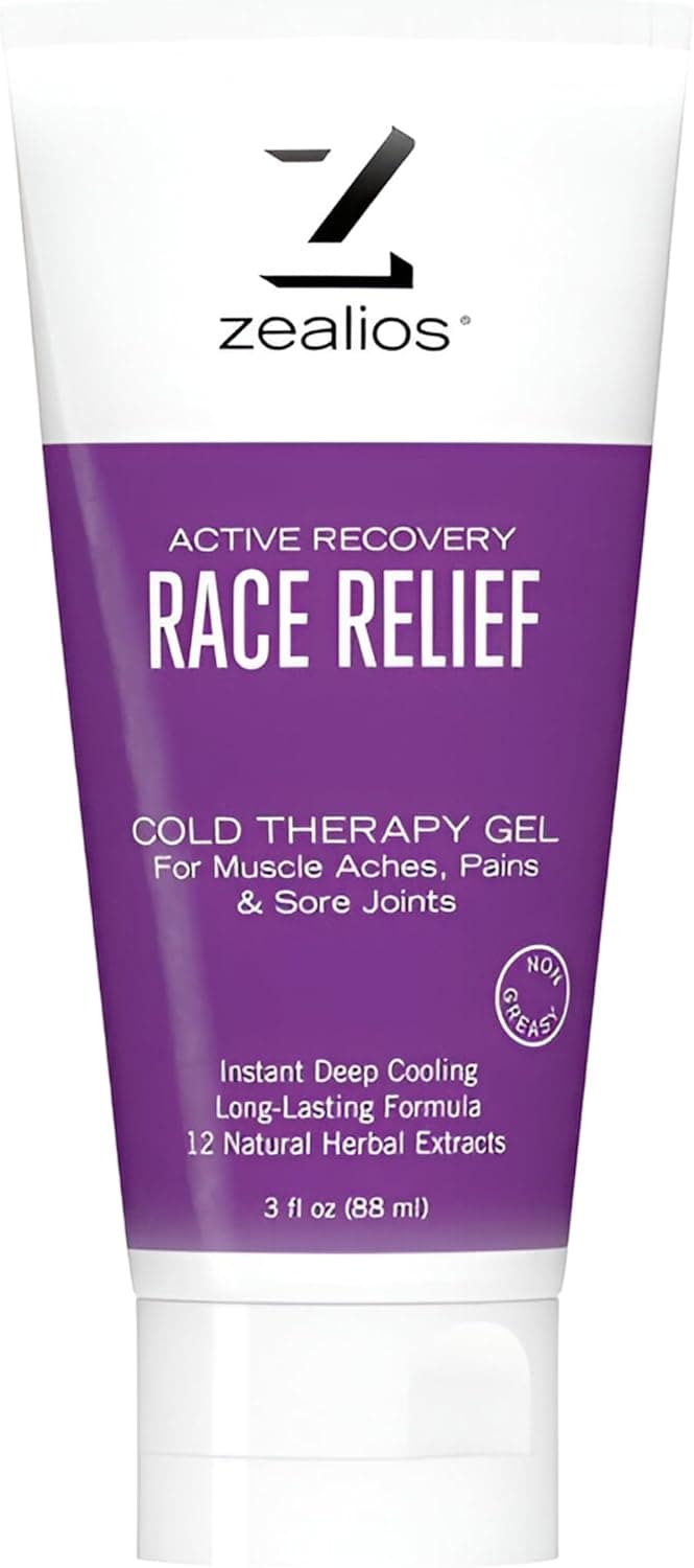Zealios Race Relief Menthol Pain Relief Gel 3oz Tube Fast Acting Pain Relief Gel for Muscle Pain Arthritis Cooling Formula Long Lasting Deep and Penetrating Relief
