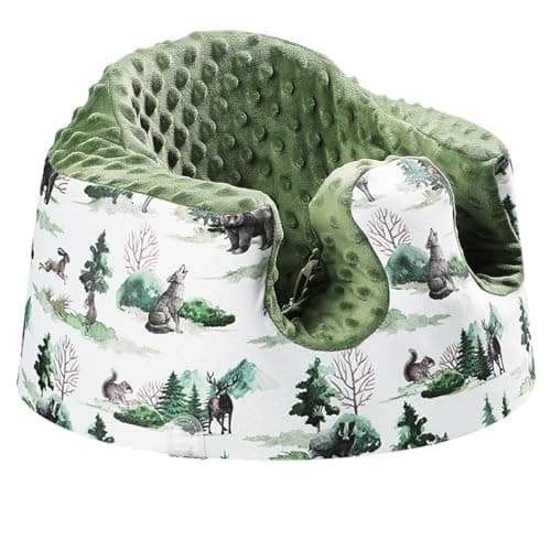 BOMOLOUR Seat Cover Compatible with Bumbo Seat and Nuby Seat Floor Seat Cover for Boys and Girls Removable Breathable Baby Seat Cover New Designed AntiSlip Seat Not Included Green Forest