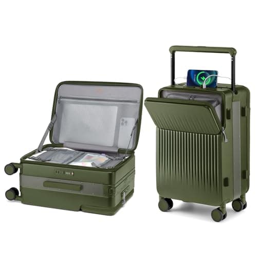 Joyway Carry on Luggage Airline Approved, Hardside Carry-on Suitcase with Charging Port and Spinner Wheels, Hardshell 20 Inch Luggage with TSA Lock, Green